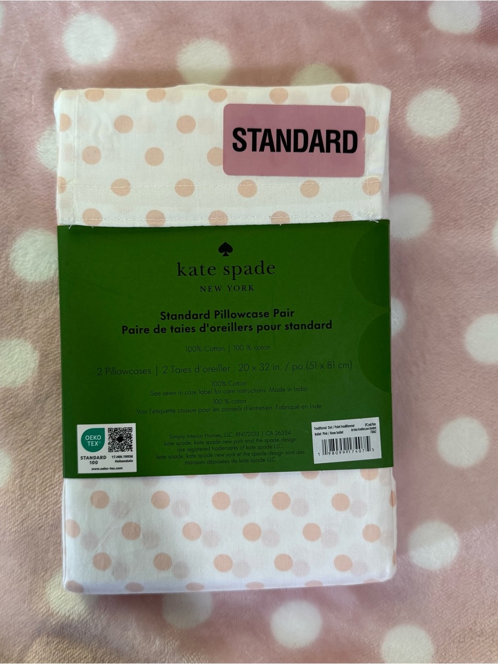 kate spade Pink Polka Dot Standard Pillowcase Pair - Picture 2 of 3